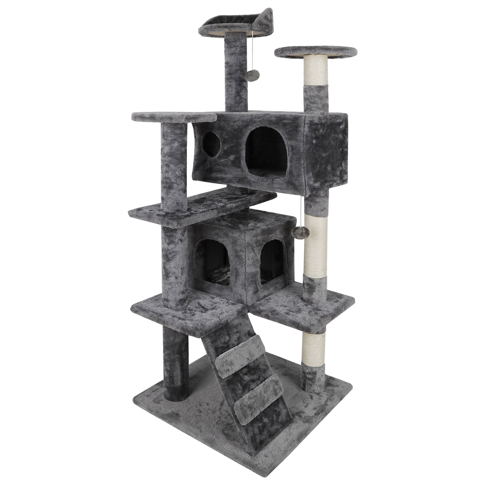 Dark Gray Cat Tree Playhouse with Cave
