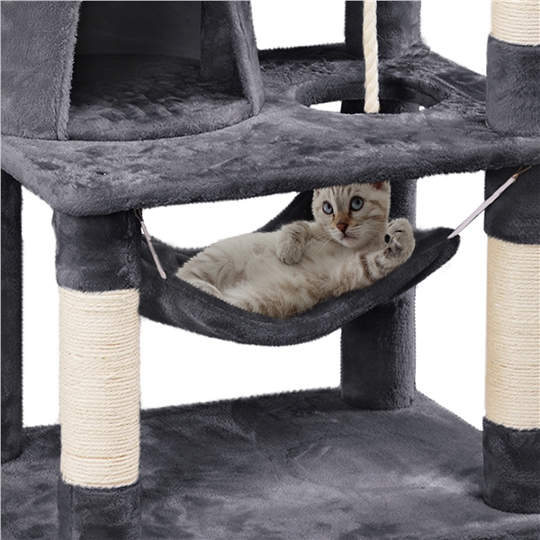Multi-Level Dark Gray Cat Tree with Condos