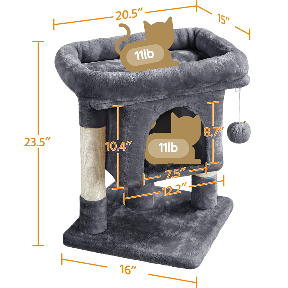 Dark Gray Cat Tree with Plush Perch