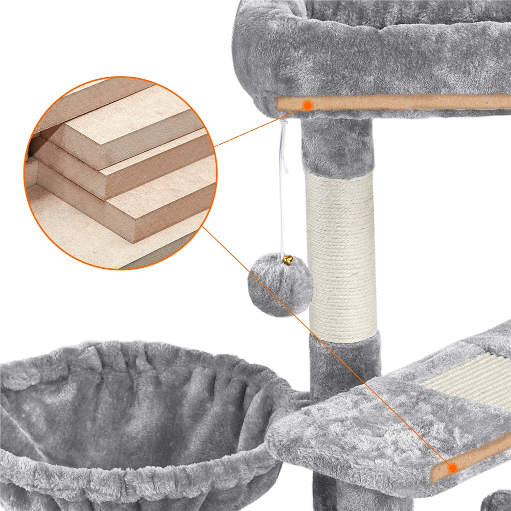 Gray 33" Cat Tree with Condo/Nest/Platform/Basket