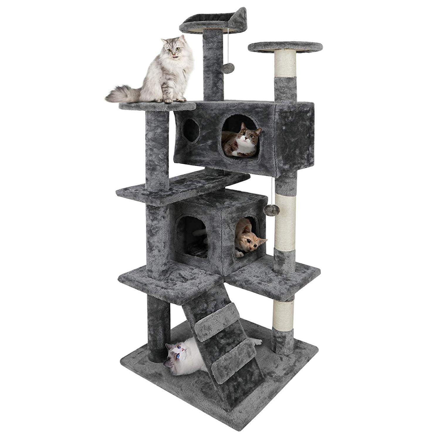 Dark Gray Cat Tree Playhouse with Cave