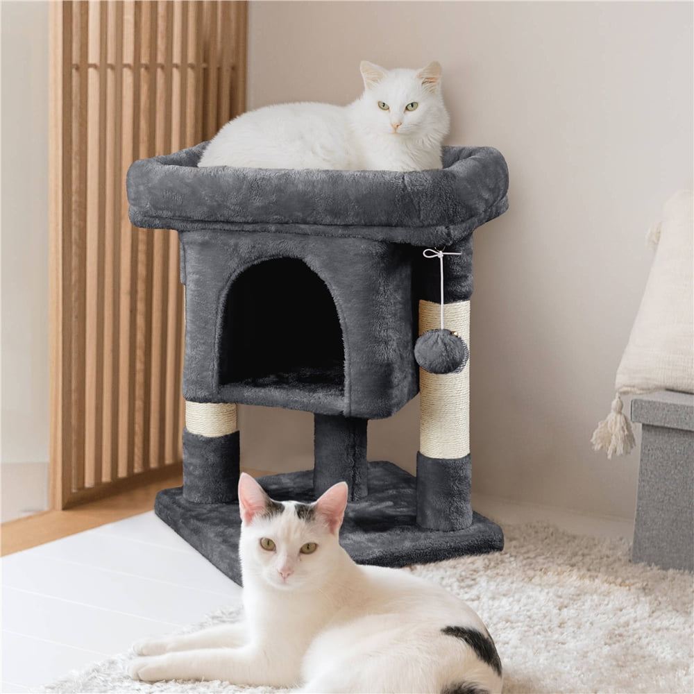 Dark Gray Cat Tree with Plush Perch