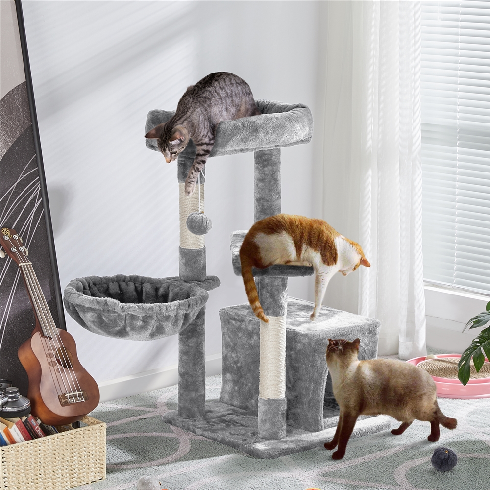 Gray 33" Cat Tree with Condo/Nest/Platform/Basket