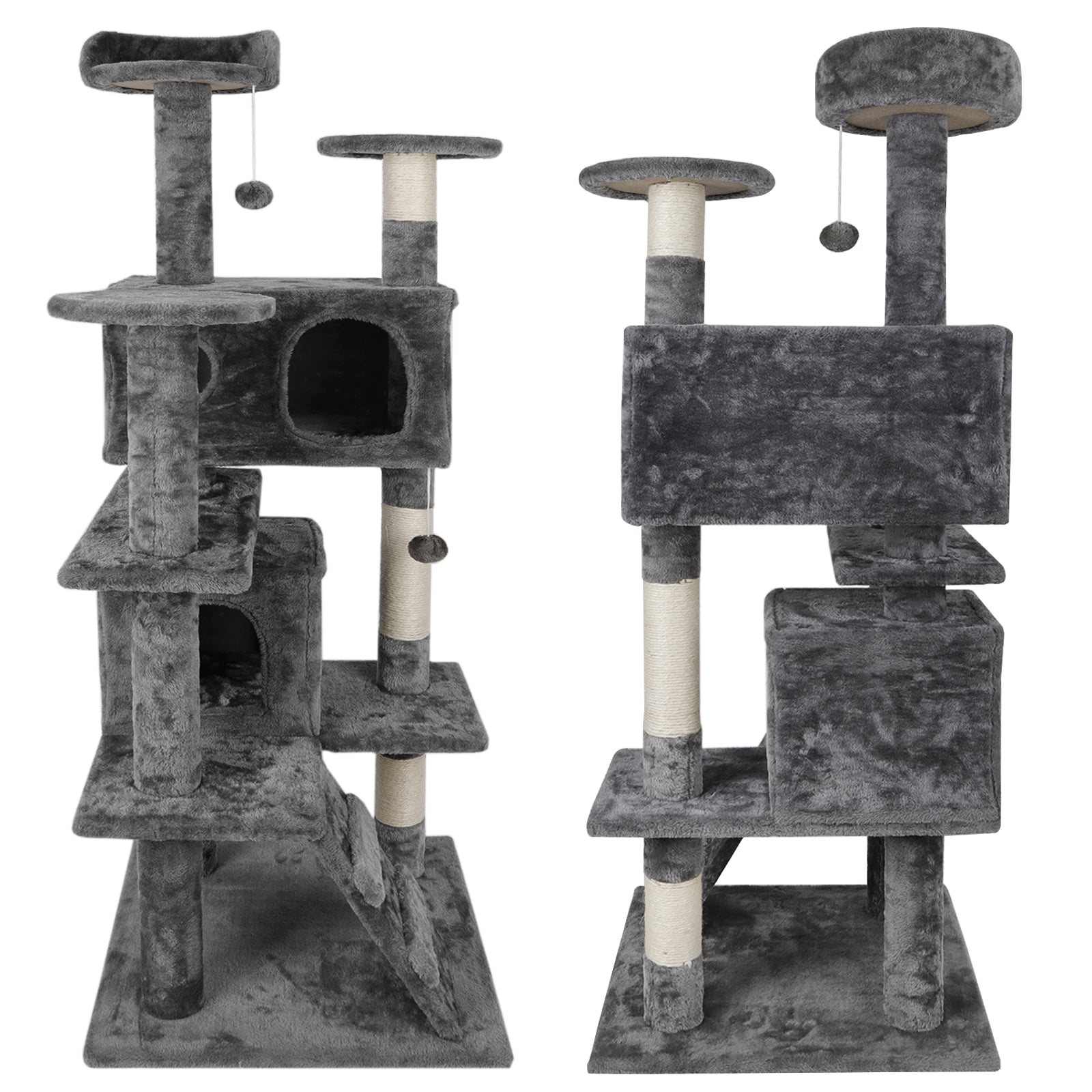 Dark Gray Cat Tree Playhouse with Cave