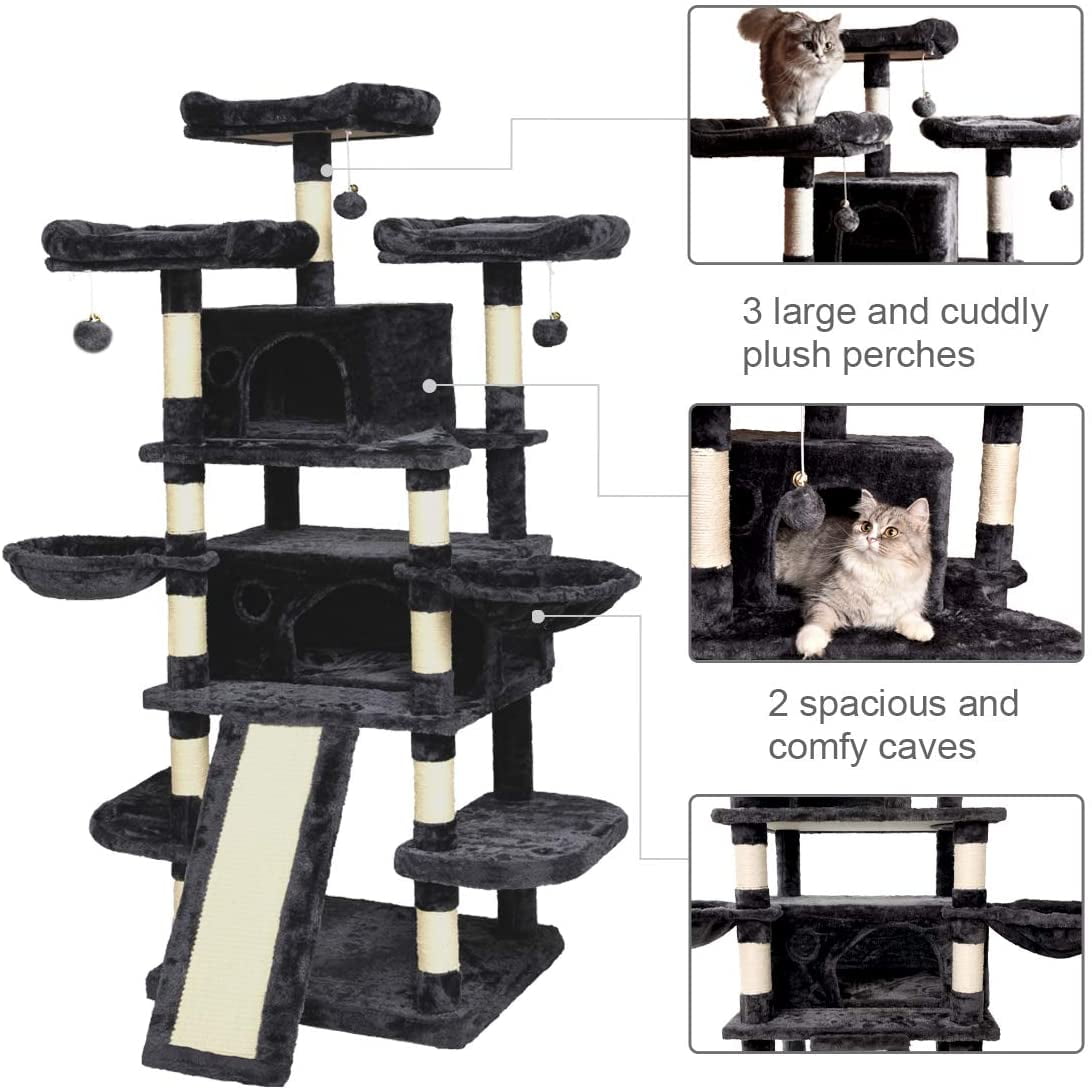 Blue Multi-Level Large Cat Tree with Condo and Hammocks