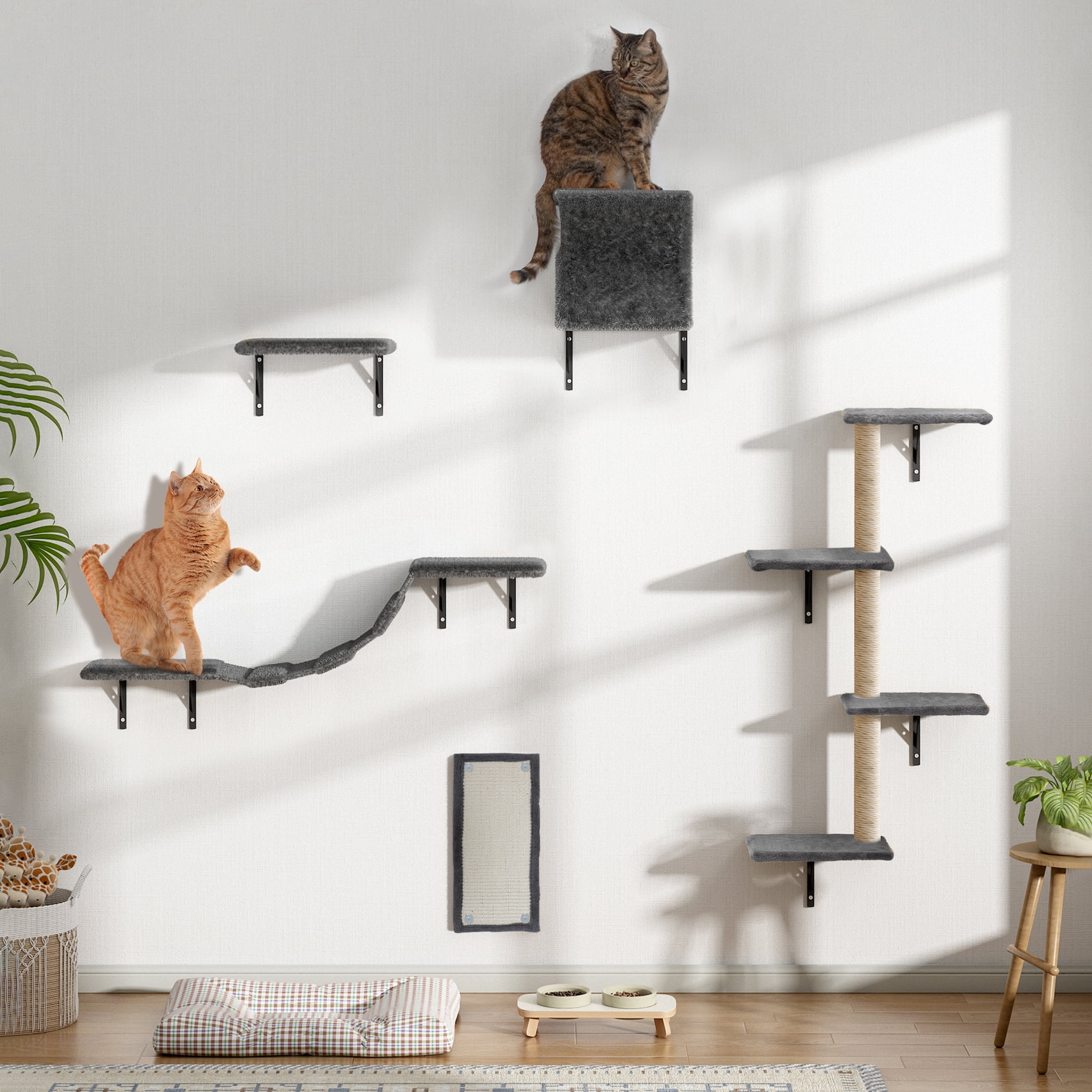 Wall-Mounted Cat Furniture Set, Gray