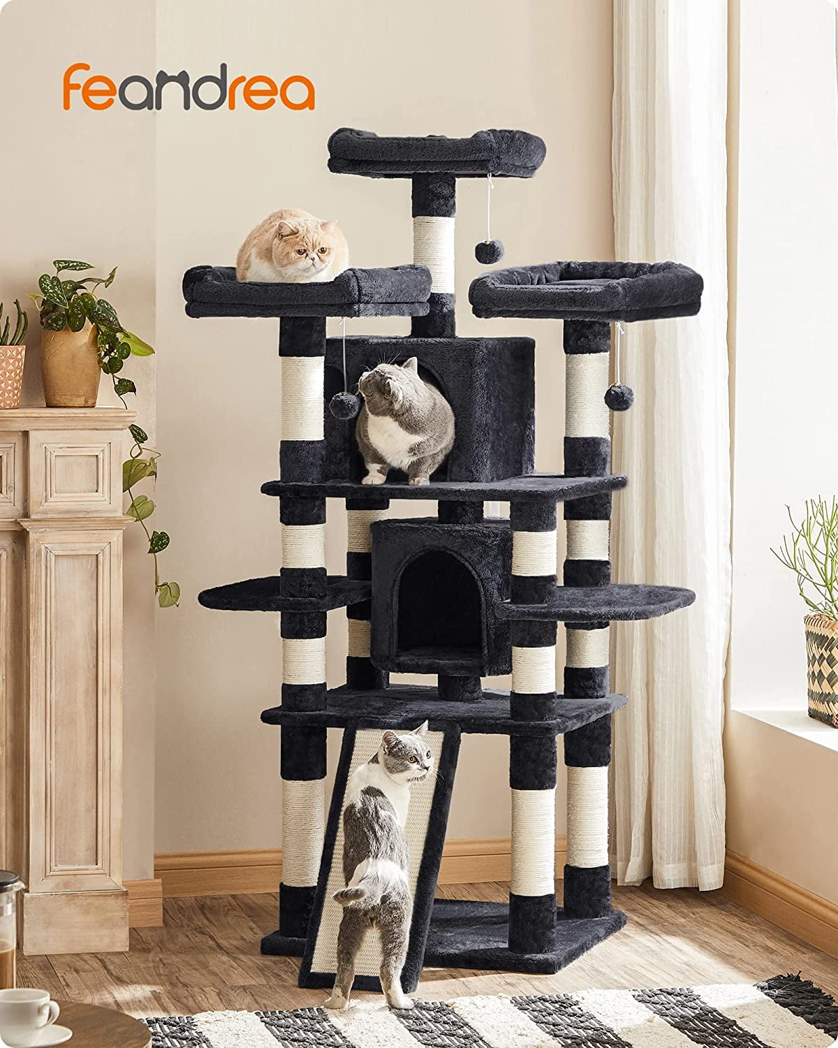 Smoky Gray Cat Tower for Large Cats