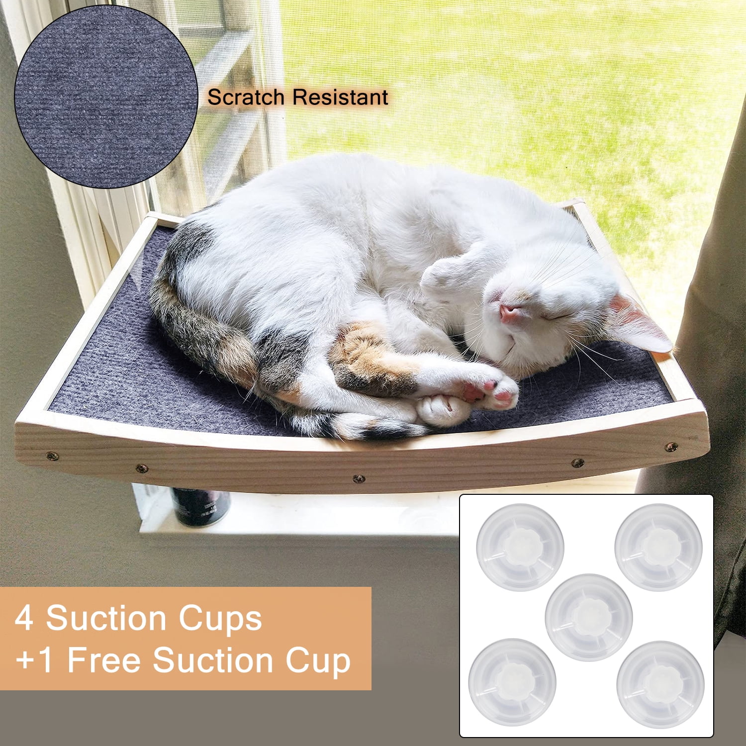 Gray Cat Window Perch - Strong Suction Cups