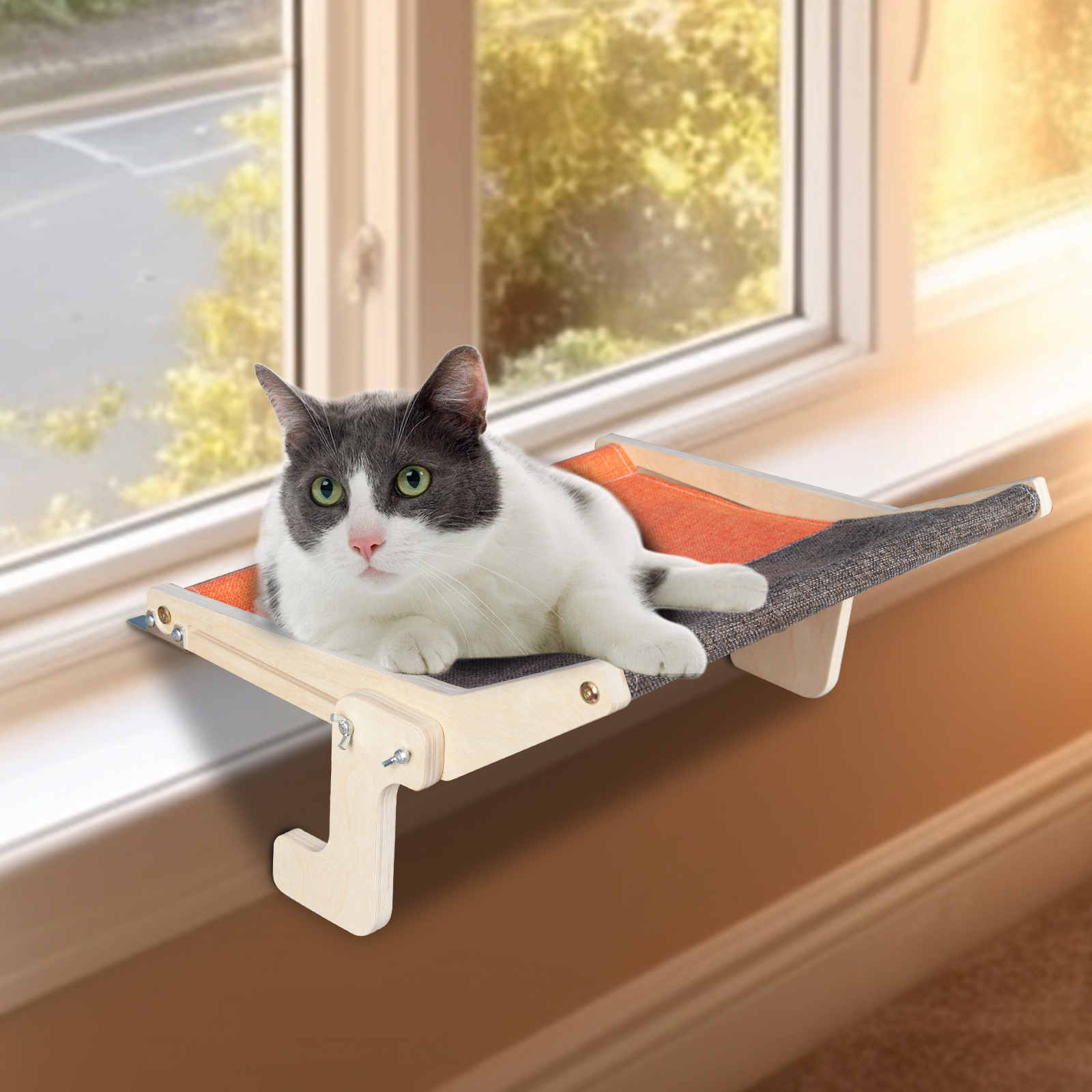 Gray Cat Window Perch for Large Cats