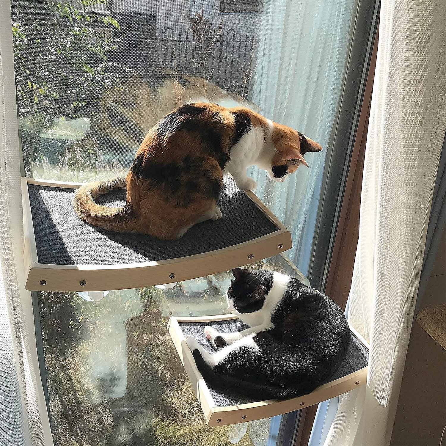 Gray Cat Window Perch - Strong Suction Cups