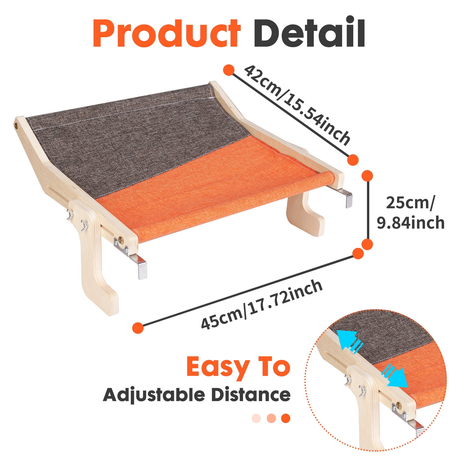 Gray Cat Window Perch for Large Cats