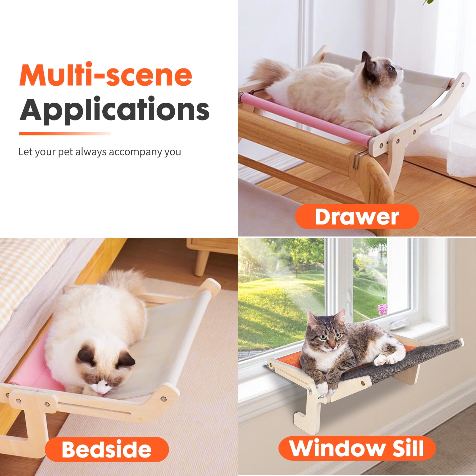 Gray Cat Window Perch for Large Cats