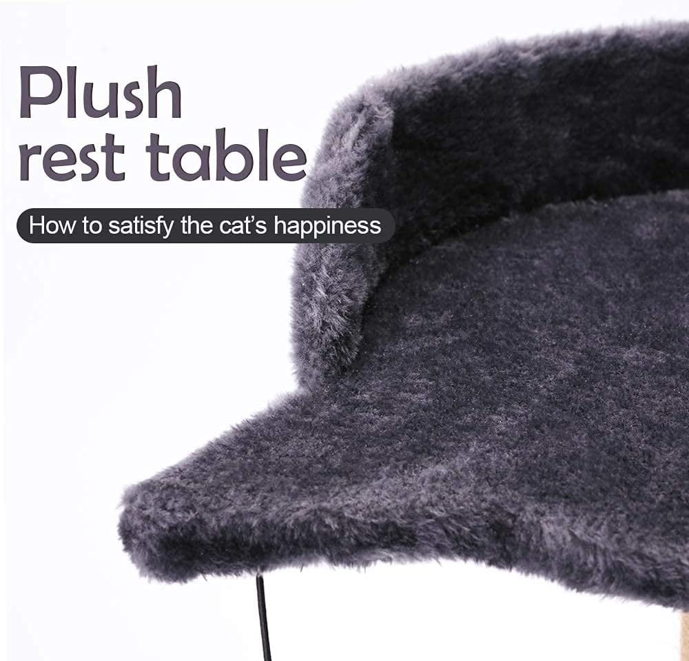 Gray 3 Tier Cat Tree with Sisal Toys