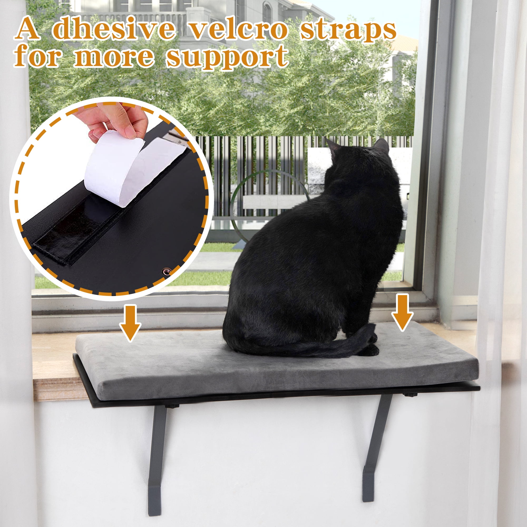 Gray Cat Window Seat Perch for Indoor