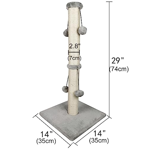 29'' Natural Sisal Rope Cat Scratcher w/ Toys (Grey)