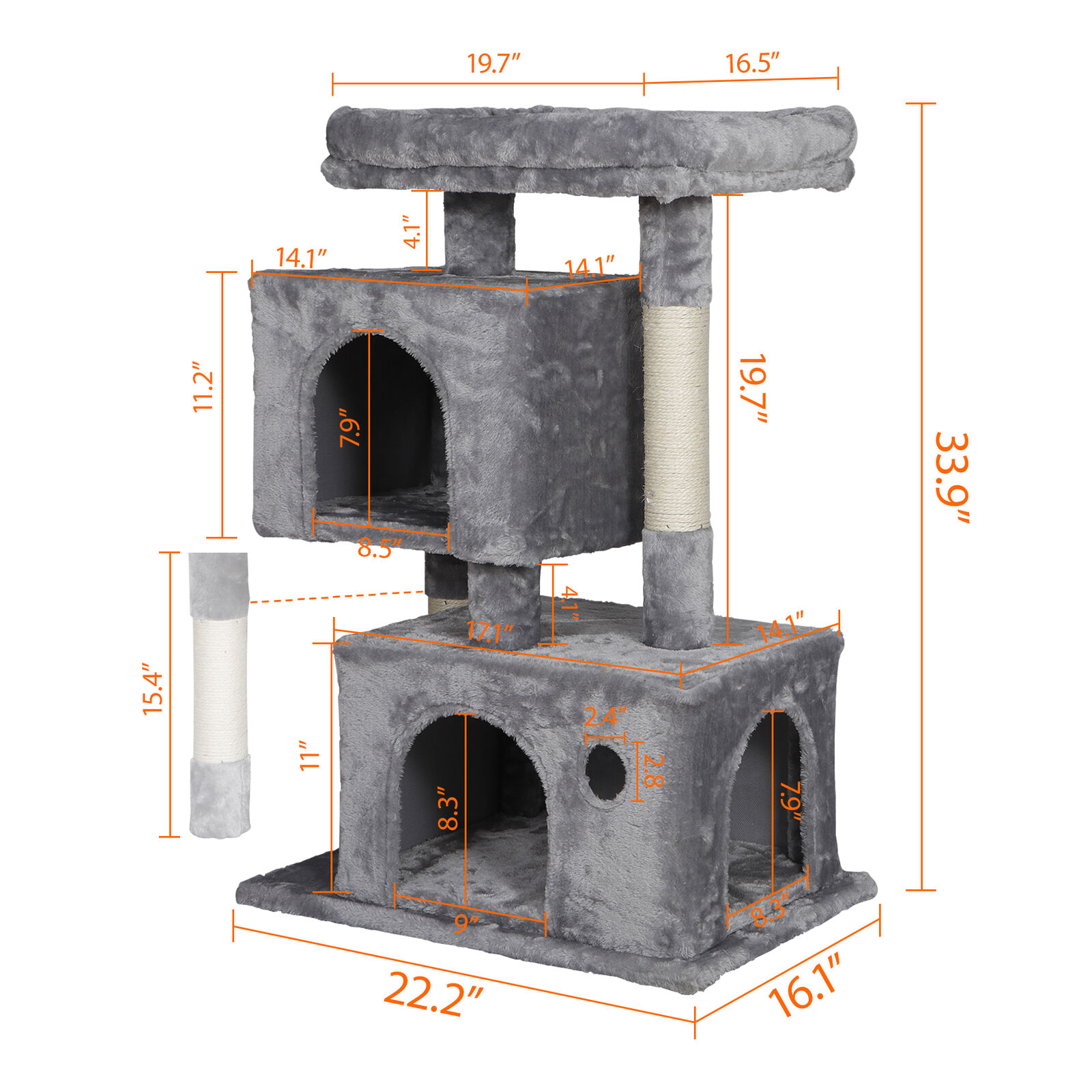34" Cat Tree Tower with Condo & Play House