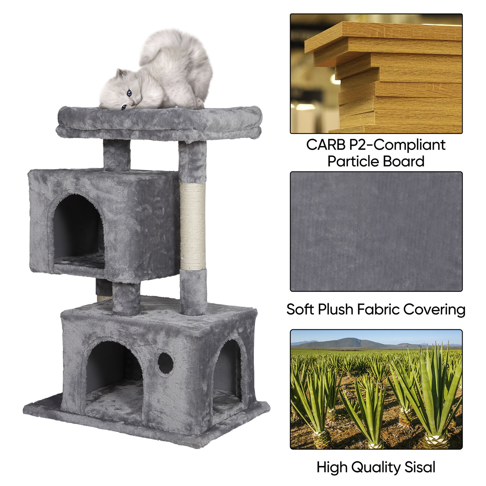 34" Cat Tree Tower with Condo & Play House