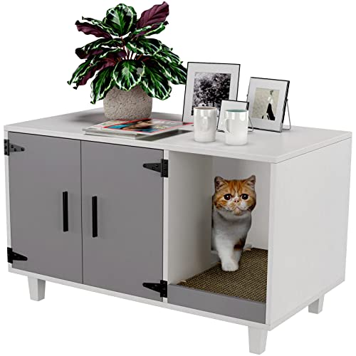 Stackable Gray & White Cat Enclosure Furniture