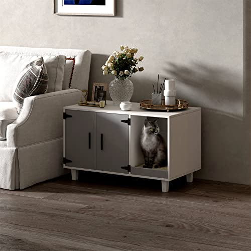 Stackable Gray & White Cat Enclosure Furniture