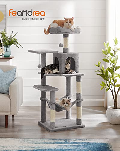 Feandrea Light Gray Cat Tower with Hammock