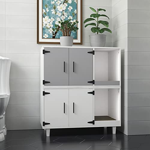 Stackable Gray & White Cat Enclosure Furniture