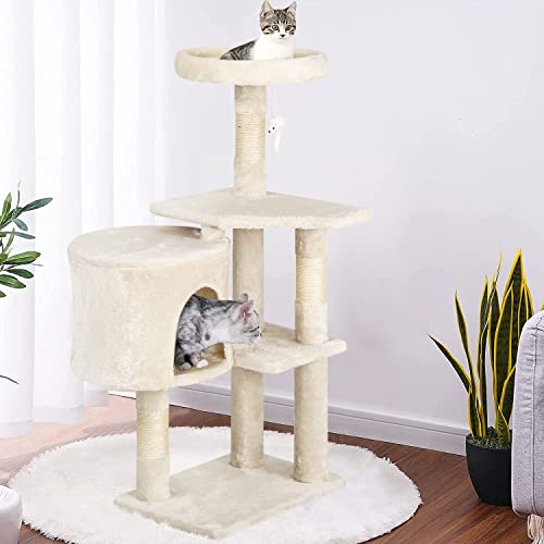 Beige Cat Tree Furniture with Scratching Posts