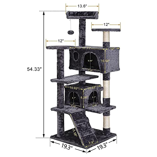 54" Indoor Cat Tree Condo Furniture Scratching Post