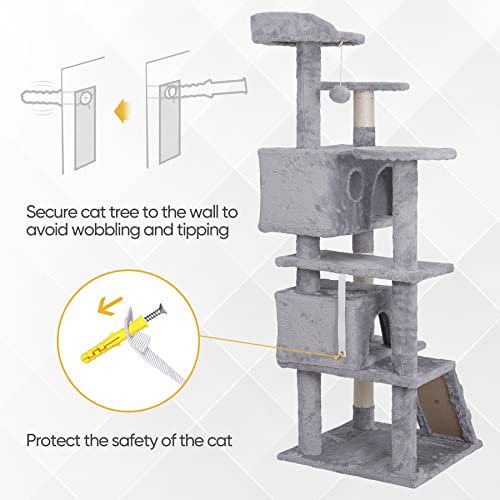 ZENY 54" Cat Tree with Sisal Posts & Plush Rooms