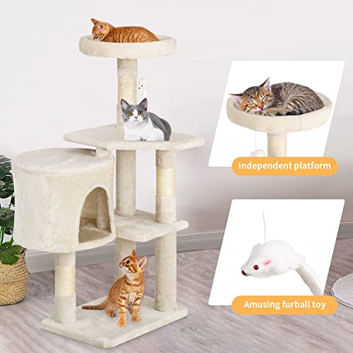 Beige Cat Tree Furniture with Scratching Posts