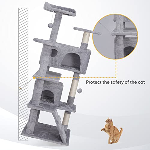 ZENY 54" Cat Tree with Sisal Posts & Plush Rooms