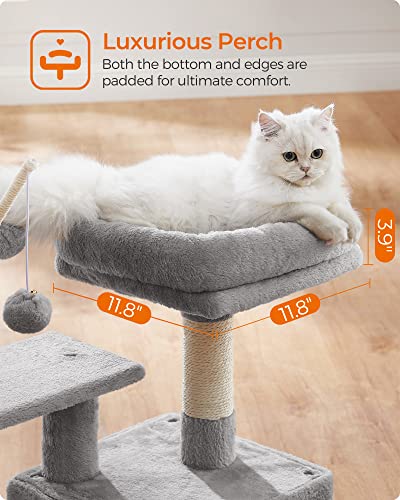 Small Gray Cat Tree with Perch and Cave