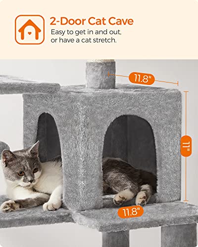 Feandrea Light Gray Cat Tower with Hammock