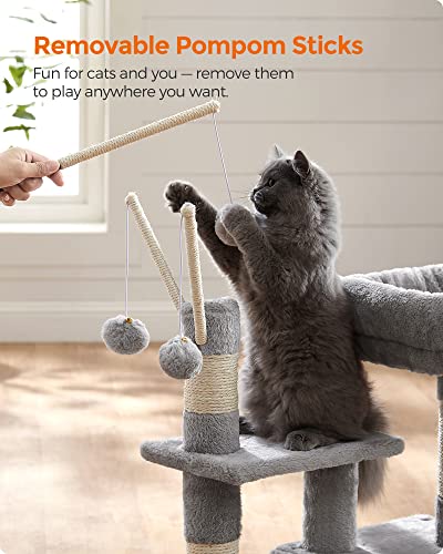 Small Gray Cat Tree with Perch and Cave