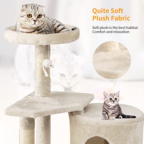 Beige Cat Tree Furniture with Scratching Posts