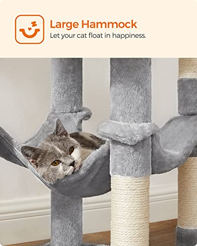 Feandrea Light Gray Cat Tower with Hammock