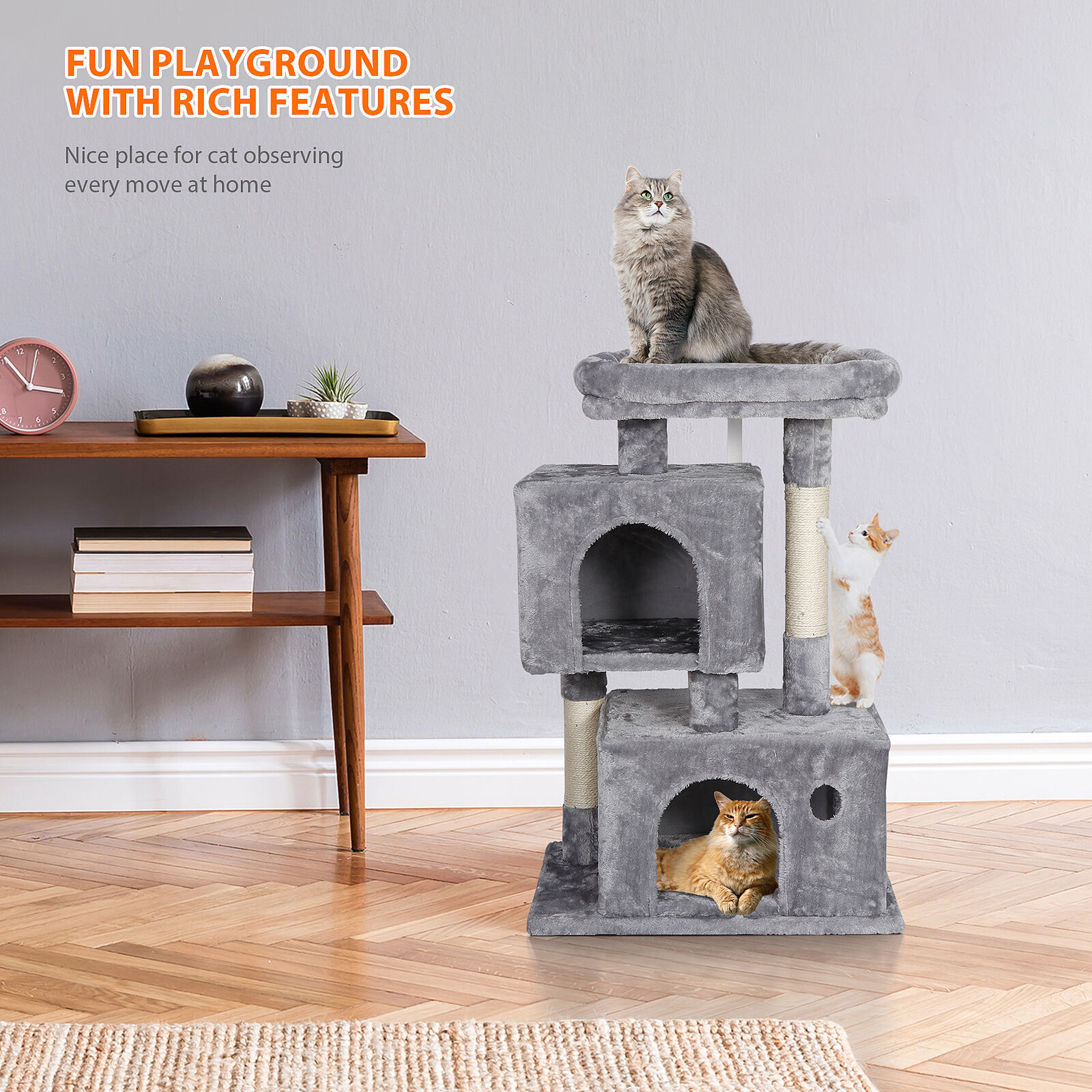 Sturdy 34" Cat Tree Condo for Play and Rest