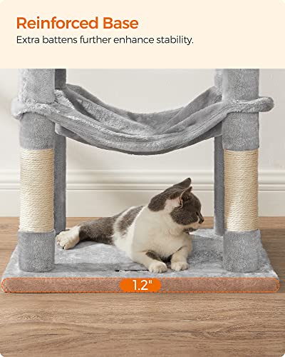 Feandrea Light Gray Cat Tower with Hammock