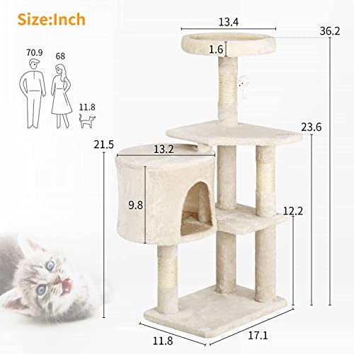 Beige Cat Tree Furniture with Scratching Posts