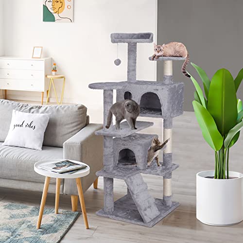 ZENY 54" Cat Tree with Sisal Posts & Plush Rooms