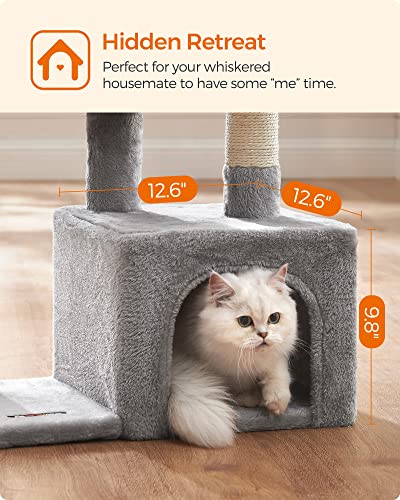 Small Gray Cat Tree with Perch and Cave