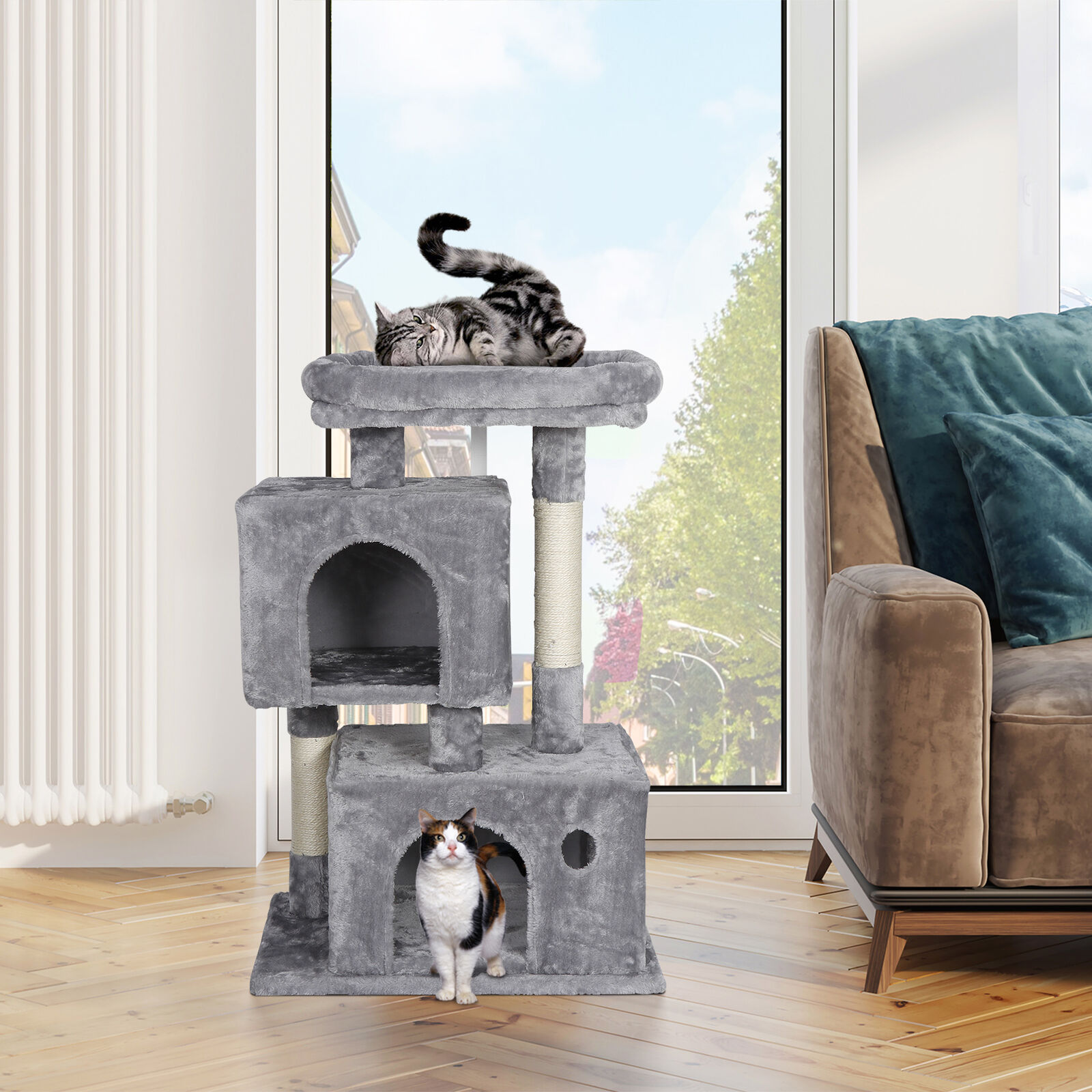 Sturdy 34" Cat Tree Condo for Play and Rest