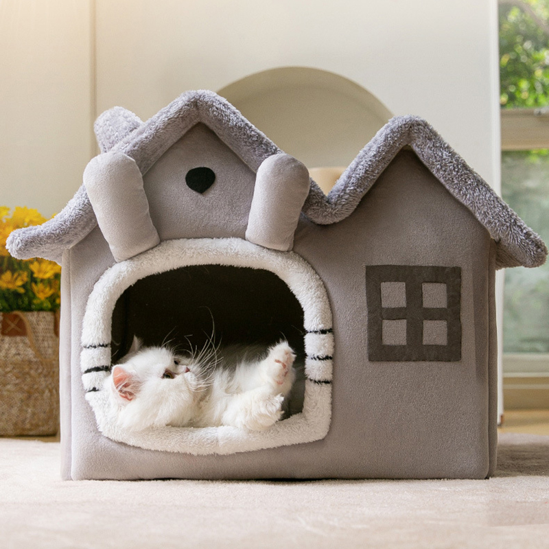Soft Plush Pet Bed House for Cats