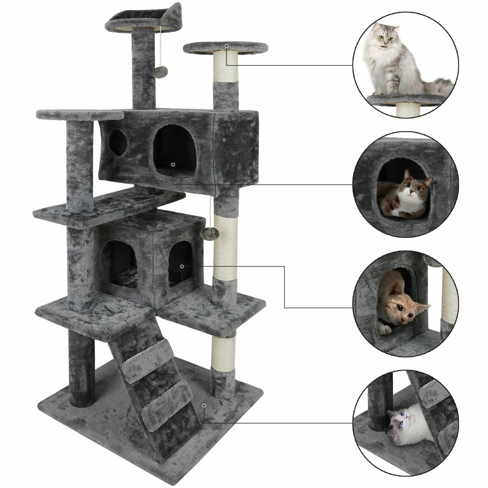 Sturdy 55" Cat Tree Activity Center Condo