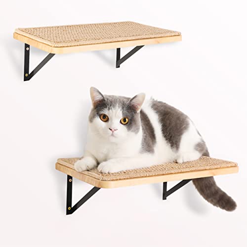 Large Cat Floating Shelves with Sisal Mat