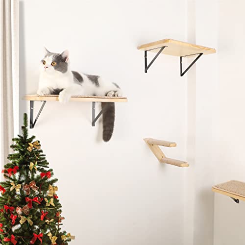 Large Cat Floating Shelves with Sisal Mat