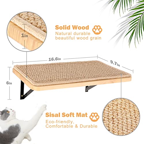Large Cat Floating Shelves with Sisal Mat
