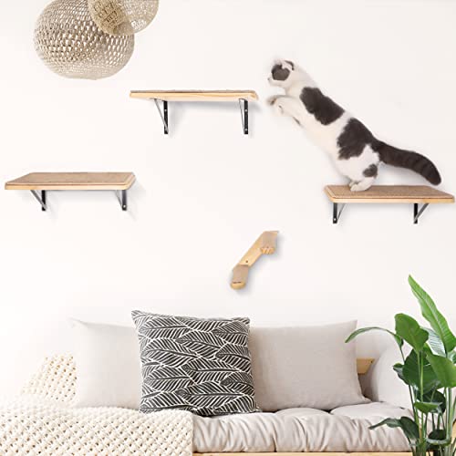 Large Cat Floating Shelves with Sisal Mat