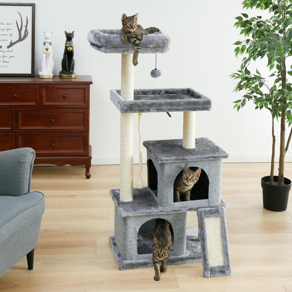 Soft Sisal Cat Tree with Beds & Basket