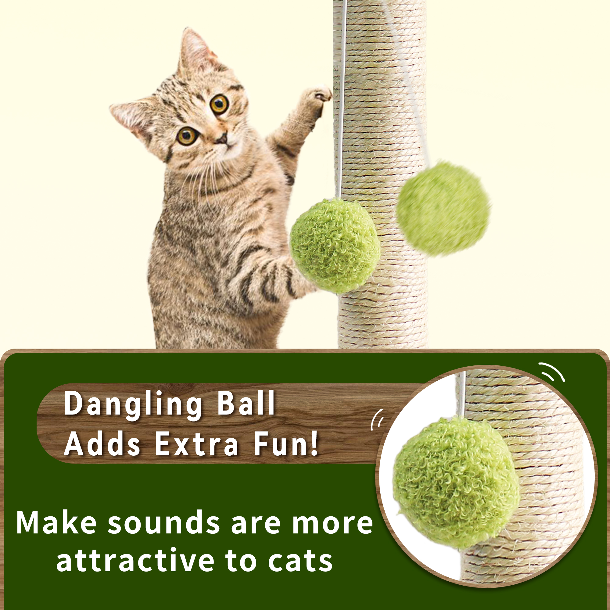 Green Leaf Cat Scratching Post for Kittens