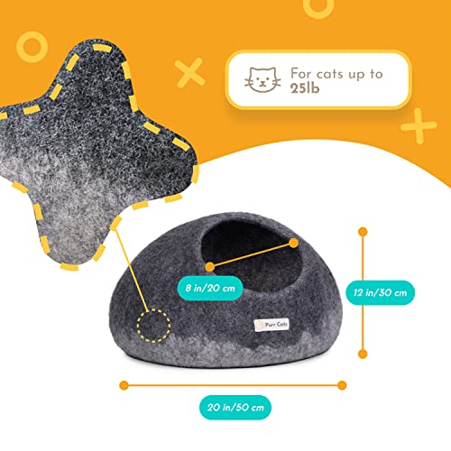 PURR CATZ Wool Cat Cave Bed - Grey, Large